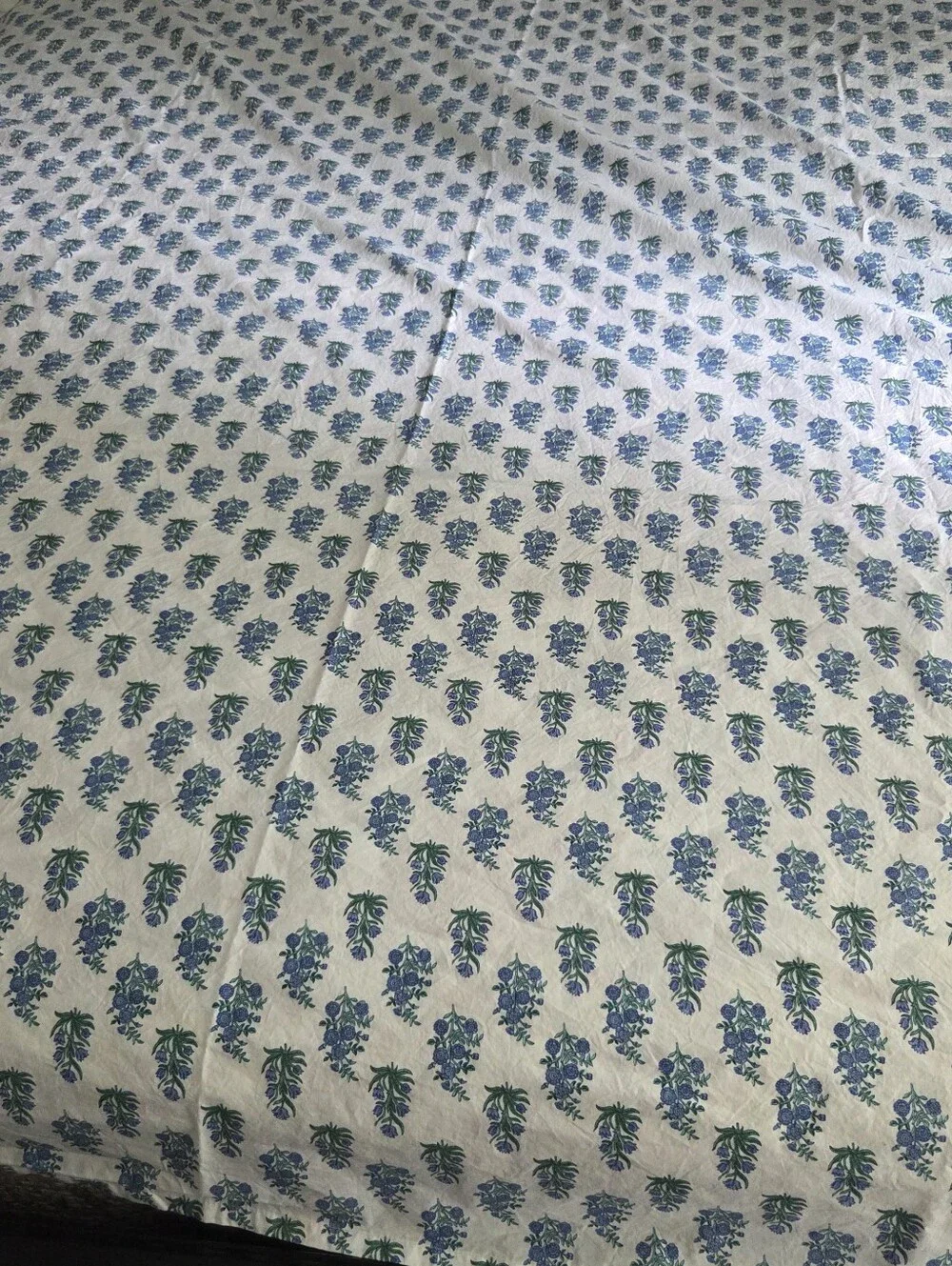 Roller Rabbit Pottery Barn Floral Blue and Green Cotton Flat Sheet